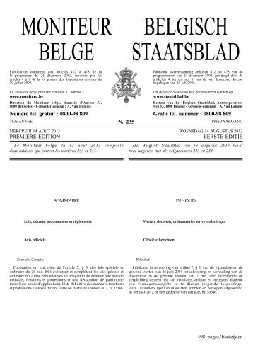 MONITEUR BELGE BELGISCH STAATSBLAD