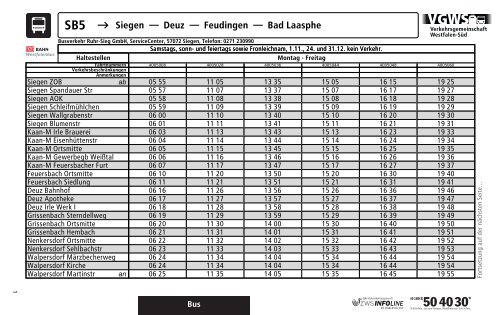 SB5 → Siegen Deuz Feudingen Bad Laasphe - ZWS