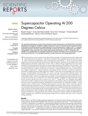 Supercapacitor Operating At 200 Degrees Celsius