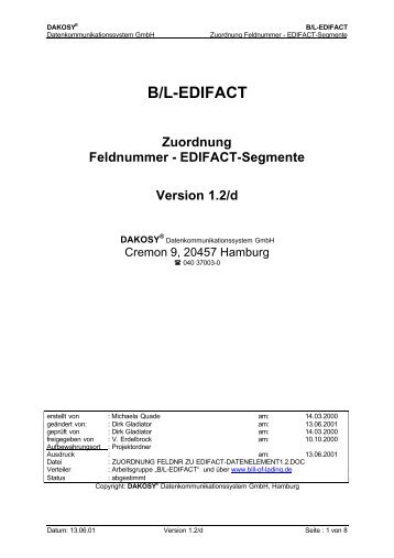EDIFACT-Segmente - DAKOSY Datenkommunikationssystem AG
