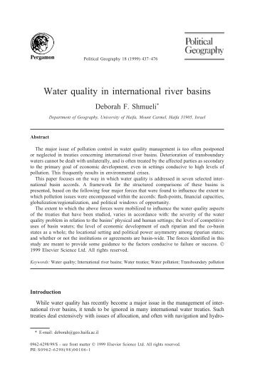 Water quality in international river basins