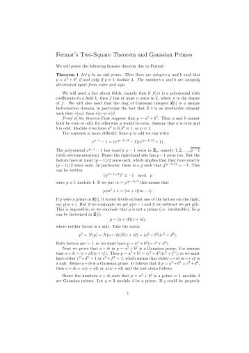 Fermat's Two-Square Theorem and Gaussian Primes