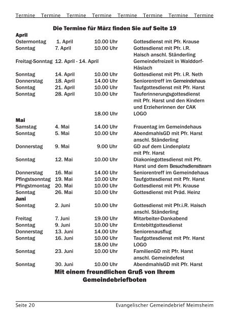 Gemeindebrief - Evangelische Kirchengemeinde Meimsheim