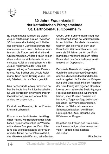 Ökumenischer Gemeindebrief Advent 2009 - Evangelische ...