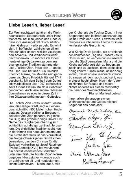 Ökumenischer Gemeindebrief Advent 2009 - Evangelische ...