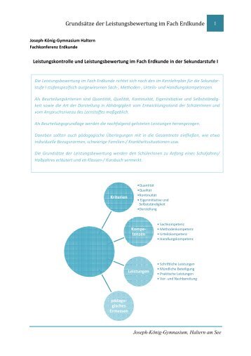 Grundsätze der Leistungsbewertung (pdf) - Joseph-König-Gymnasium