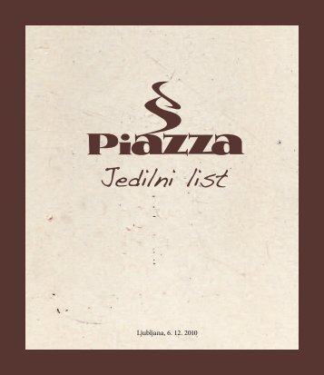 Jedilni list - Pizzeria in špageterija Piazza