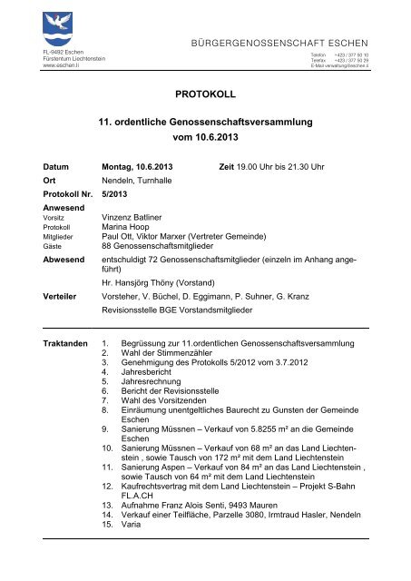 Genossenschaftsversammlung vom 10. Juni 2013 (PDF)