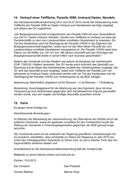 Genossenschaftsversammlung vom 10. Juni 2013 (PDF)