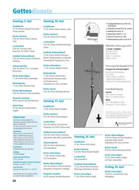 reformiertes gemeindeblatt juni 2012 - Reformierte Kirche Thun