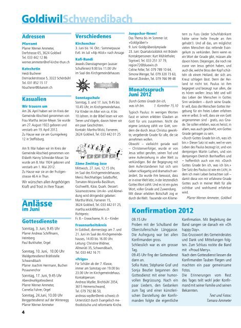 reformiertes gemeindeblatt juni 2012 - Reformierte Kirche Thun