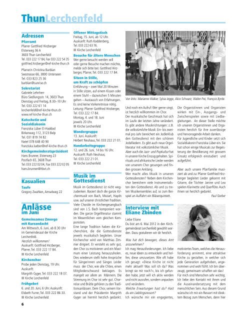 reformiertes gemeindeblatt juni 2012 - Reformierte Kirche Thun