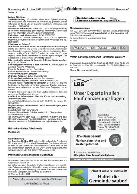 Amtliches Mitteilungsblatt der Stadt Widdern mit Ortsteilen ...