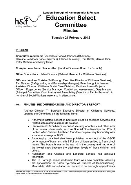 Education Select Committee - Meetings, agendas and minutes