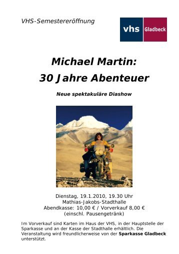 Michael Martin: 30 Jahre Abenteuer - Sparkasse Gladbeck