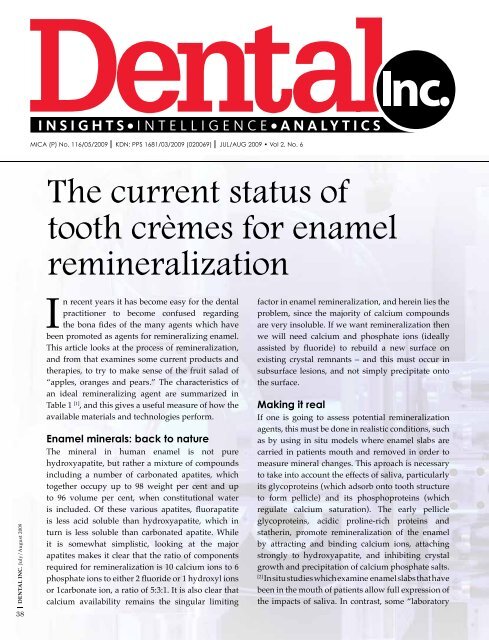 The current status of tooth crèmes for enamel ... - GC Asia