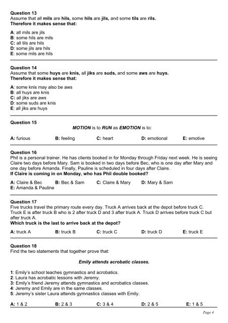 Verbal Reasoning practice test (PDF - 73Kb)