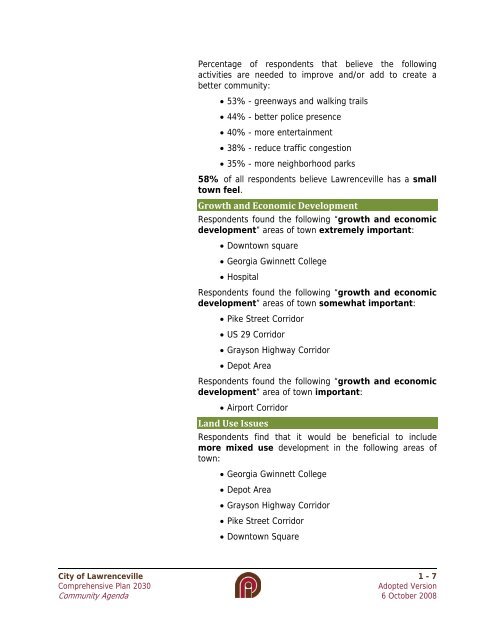 City of Lawrenceville Comprehensive Plan Steering Committee