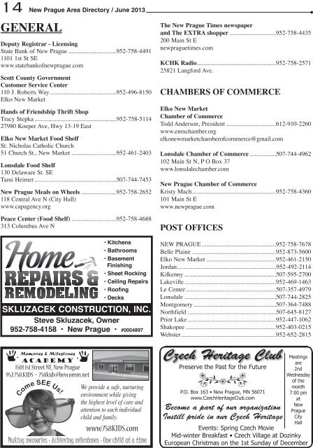 46 New Prague Area Directory / June 2013 - New Prague Times