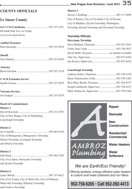 46 New Prague Area Directory / June 2013 - New Prague Times