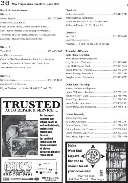 46 New Prague Area Directory / June 2013 - New Prague Times