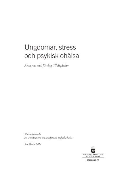 Ungdomar, stress och psykisk ohälsa - Regeringen