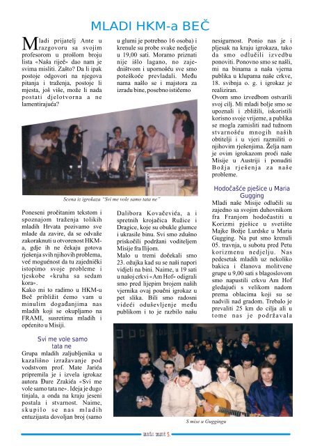 strana 1 naslovna - Hrvatska katolička misija, Beč