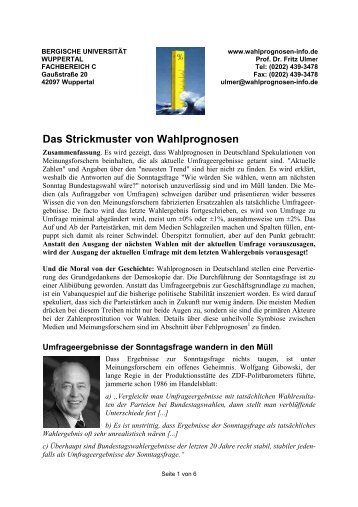 Fritz Ulmer - Wahlprognosen und Meinungsumfragen