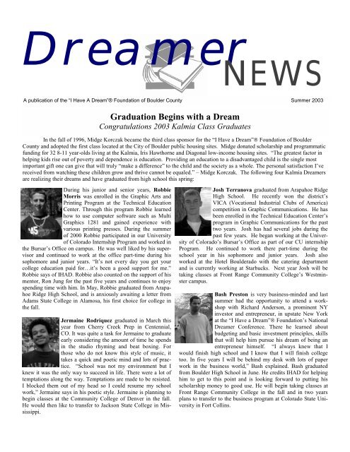 Summer 2003 2 - I Have a Dream Foundation of Boulder County