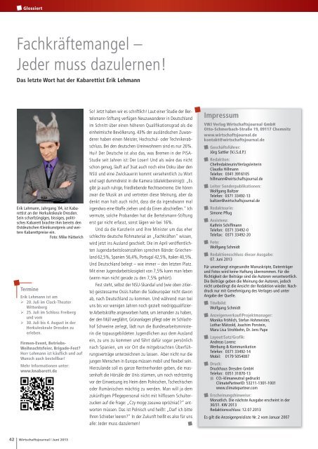 Ausgabe 06/2013 - Wirtschaftsjournal