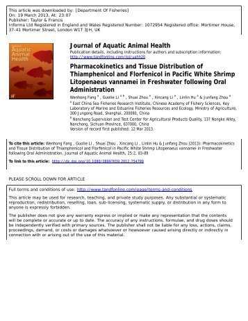 Journal of Aquatic Animal Health