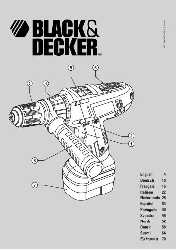 English 4 Deutsch 10 FranÃ§ais 16 Italiano 22 ... - Black & Decker