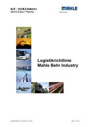 Logistikanforderungen - MAHLE Industry