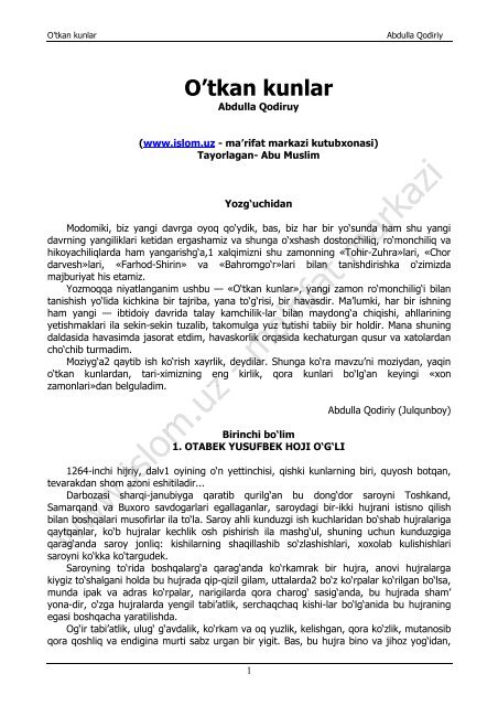 O Tkan Kunlar Islom Media