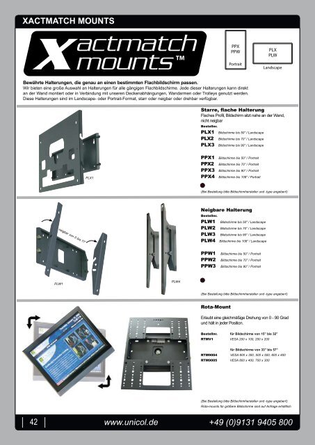 info@unicol.de - Produkte für Flachbildschirme