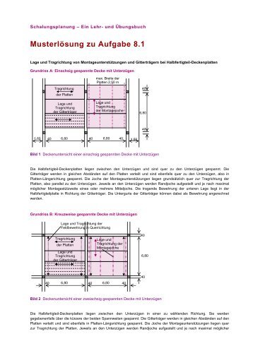 Musterlösung zu Aufgabe 8.1 - Schalungsplanung