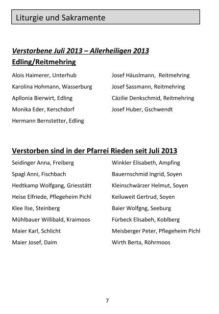 Pfarrbrief Edling - Reitmehring - Rieden Advent 2013 - Pfarrverband ...