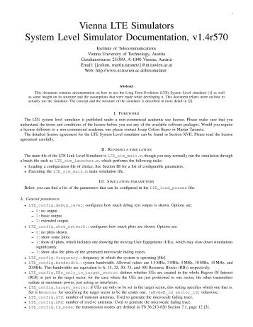 LTE System Level Simulator documentation