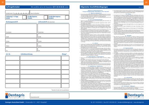 Dentegris Produktkatalog Präzisions Implantate.