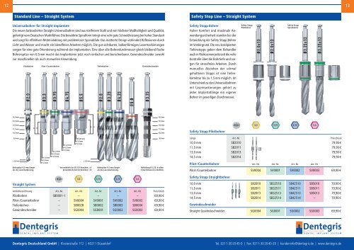 Dentegris Produktkatalog Präzisions Implantate.