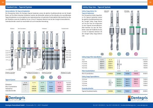 Dentegris Produktkatalog Präzisions Implantate.