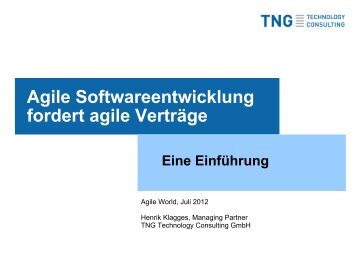Agile Softwareentwicklung fordert agile Verträge - Agile World 2013