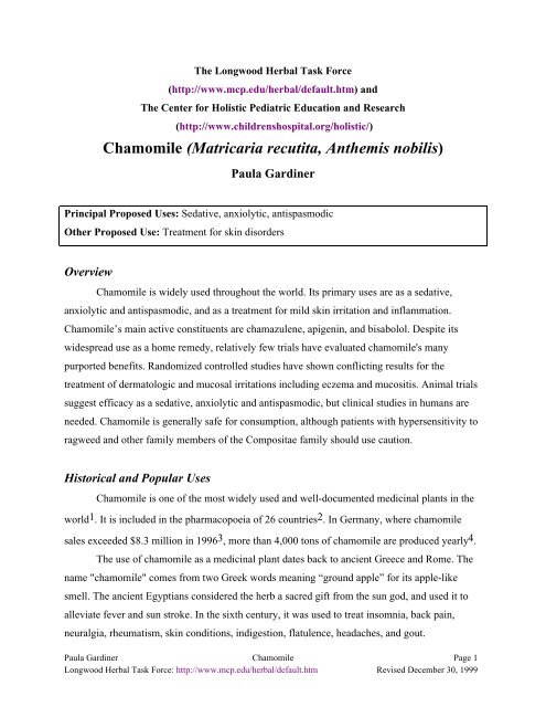 Chamomile (Matricaria recutita, Anthemis nobilis) - Longwood ...