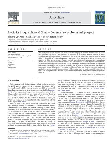 Probiotics in aquaculture of China — Current state, problems and ...