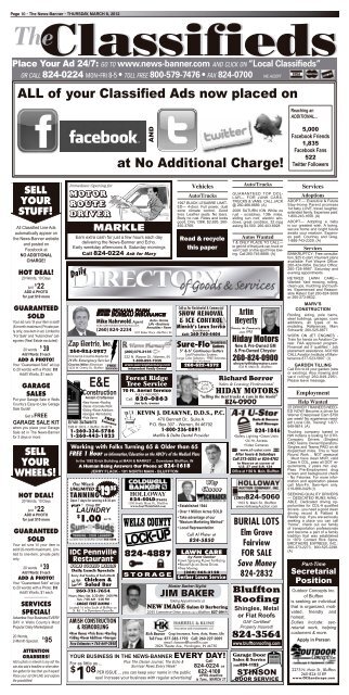 Local Classifieds - Bluffton News Banner