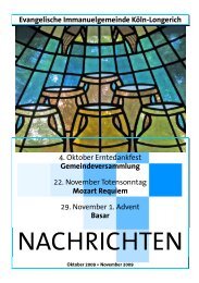 Ausgabe 3 - Evangelischen Immanuel-Gemeinde in Köln-Longerich