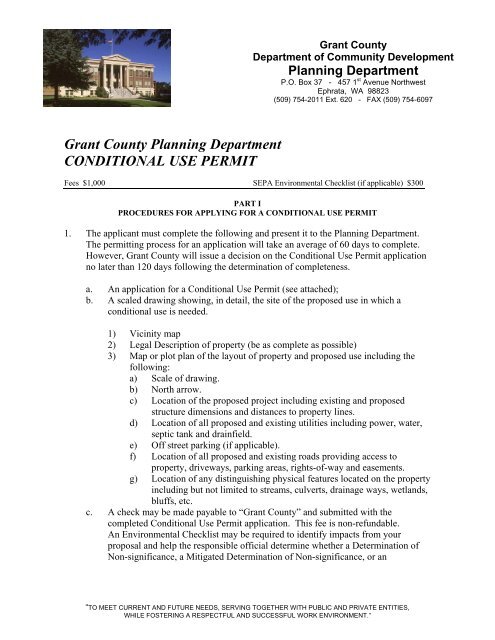 Conditional Use Permit Application Form - Grant County Government