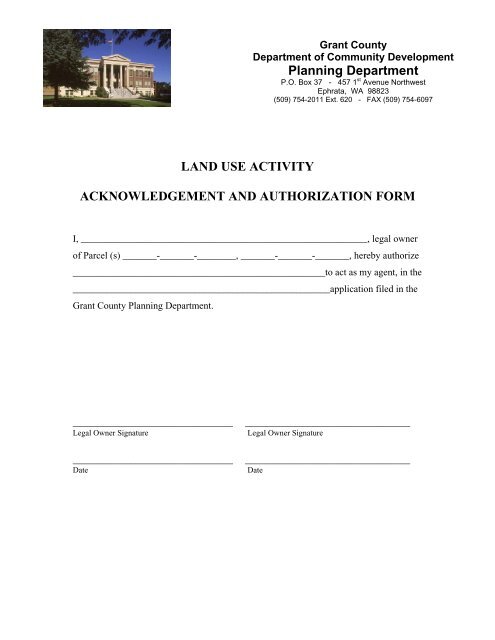 Conditional Use Permit Application Form - Grant County Government