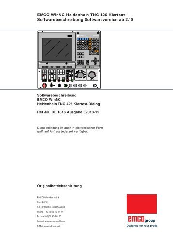 EMCO WinNC Heidenhain TNC 426 Klartext Softwarebeschreibung ...