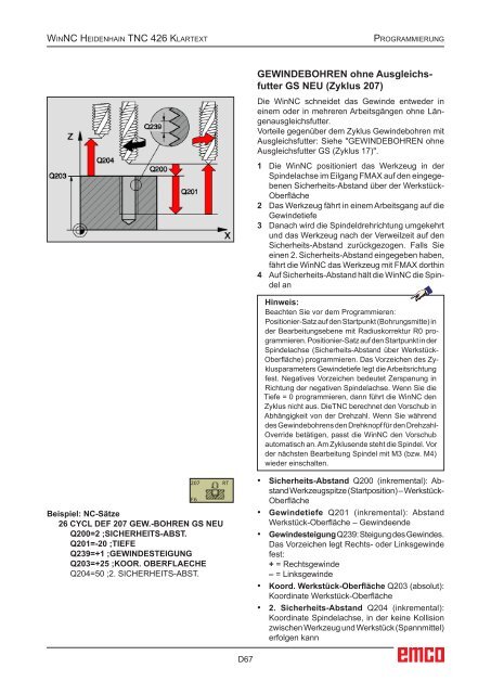 EMCO WinNC Heidenhain TNC 426 Klartext Softwarebeschreibung ...